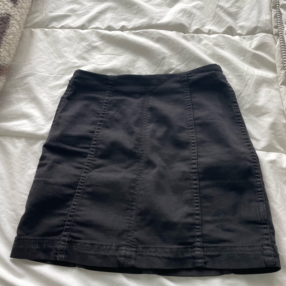 Free People Black Denim Skirt